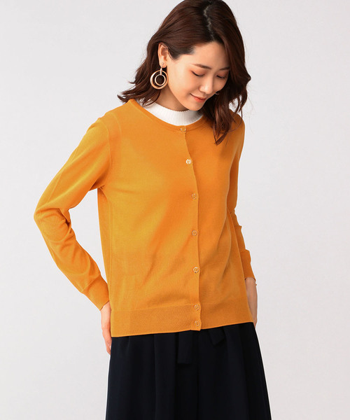 A/C DESIGN BY ALPHA CUBIC（エーシーデザインバイアルファキュービック）の「クルーネックカーディガン（カーディガン/ボレロ・レディース・イエロー/ブラック/グリーン・M size/L size）」の14枚目の写真