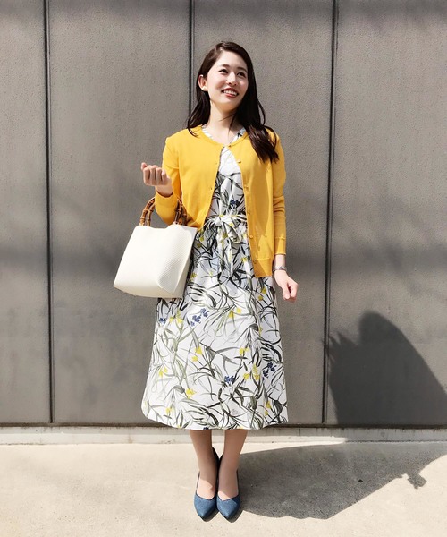 A/C DESIGN BY ALPHA CUBIC（エーシーデザインバイアルファキュービック）の「クルーネックカーディガン（カーディガン/ボレロ・レディース・イエロー/ブラック/グリーン・M size/L size）」の21枚目の写真