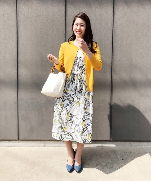 A/C DESIGN BY ALPHA CUBIC（エーシーデザインバイアルファキュービック）の「クルーネックカーディガン（カーディガン/ボレロ・レディース・イエロー/ブラック/グリーン・M size/L size）」の16枚目の写真