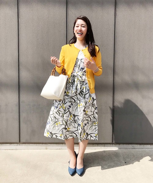 A/C DESIGN BY ALPHA CUBIC（エーシーデザインバイアルファキュービック）の「クルーネックカーディガン（カーディガン/ボレロ・レディース・イエロー/ブラック/グリーン・M size/L size）」の15枚目の写真