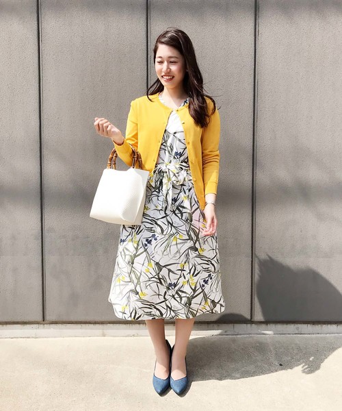 A/C DESIGN BY ALPHA CUBIC（エーシーデザインバイアルファキュービック）の「クルーネックカーディガン（カーディガン/ボレロ・レディース・イエロー/ブラック/グリーン・M size/L size）」の22枚目の写真