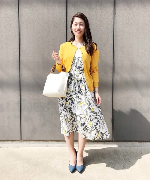 A/C DESIGN BY ALPHA CUBIC（エーシーデザインバイアルファキュービック）の「クルーネックカーディガン（カーディガン/ボレロ・レディース・イエロー/ブラック/グリーン・M size/L size）」の19枚目の写真