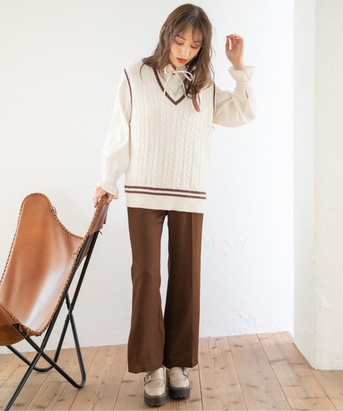 Heather（ヘザー）の「BIGニットベスト 856601（ベスト・レディース・ブラウン/ピンクベージュ/ホワイト/ホワイト系その他・FREE）」の6枚目の写真