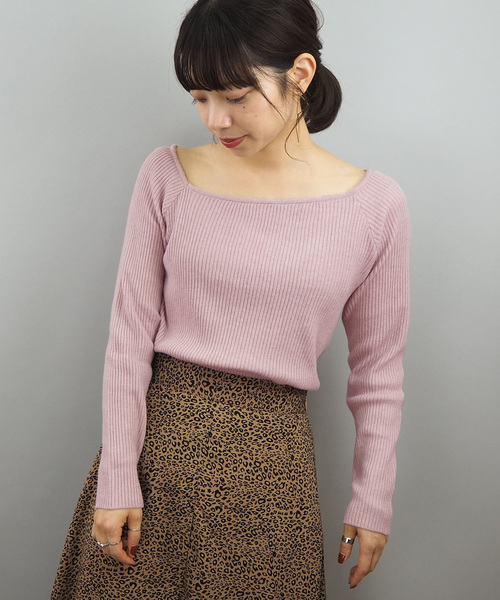 tiptop(ティップトップ)の「【ZOZO限定アイテム】アシメネックリブニット(ニット/セーター)」|グレイッシュベージュ