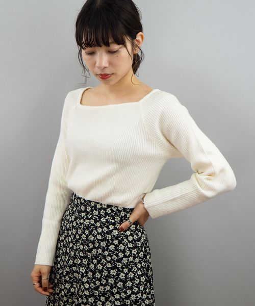 tiptop（ティップトップ）の「【ZOZO限定アイテム】アシメネックリブニット（ニット/セーター・レディース・ブラック/ブラウン/オフホワイト/グレイッシュベージュ/ベージュ/ダークブラウン・FREE）」の7枚目の写真