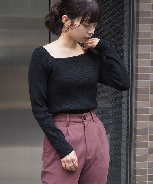 tiptop（ティップトップ）の「【ZOZO限定アイテム】アシメネックリブニット（ニット/セーター・レディース・ブラック/ブラウン/オフホワイト/グレイッシュベージュ/ベージュ/ダークブラウン・FREE）」の10枚目の写真