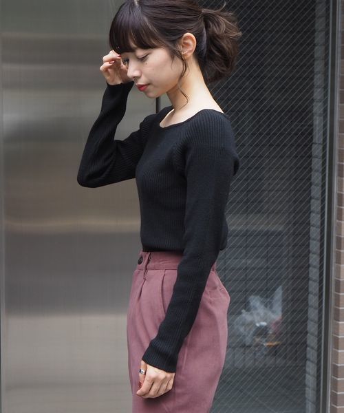 tiptop（ティップトップ）の「【ZOZO限定アイテム】アシメネックリブニット（ニット/セーター・レディース・ブラック/ブラウン/オフホワイト/グレイッシュベージュ/ベージュ/ダークブラウン・FREE）」の11枚目の写真