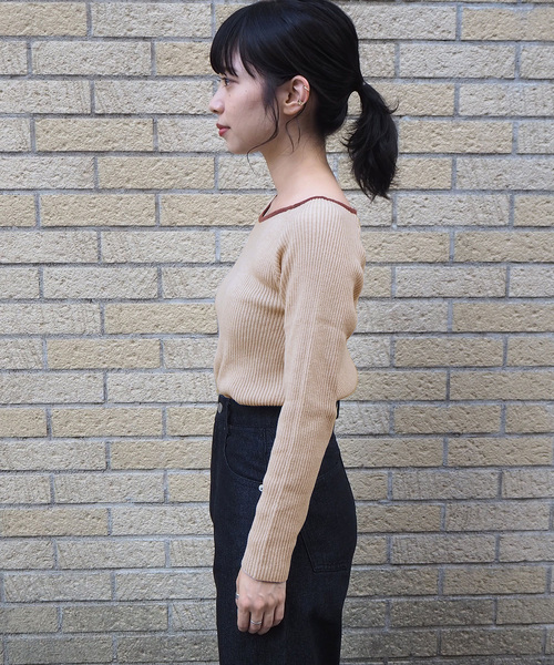 tiptop（ティップトップ）の「【ZOZO限定アイテム】アシメネックリブニット（ニット/セーター・レディース・ブラック/ブラウン/オフホワイト/グレイッシュベージュ/ベージュ/ダークブラウン・FREE）」の19枚目の写真