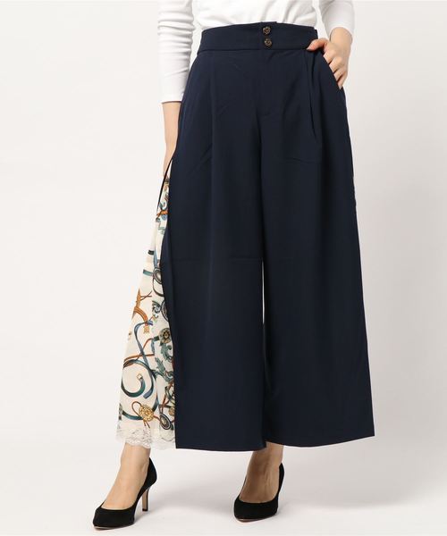 axes femme（アクシーズファム）の「スカーフ柄切替ワイドパンツ