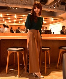 axes femme | スカーフ柄切替ワイドパンツ(その他パンツ)