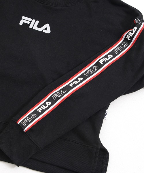 FILA（フィラ）の「FILA/フィラ ロゴテープ ショート丈 トレーナー ビッグシルエット スウェット（スウェット・レディース・ホワイト/ブラック/杢グレー・M/L）」の7枚目の写真
