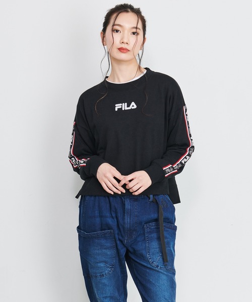 FILA（フィラ）の「FILA/フィラ ロゴテープ ショート丈 トレーナー ビッグシルエット スウェット（スウェット・レディース・ホワイト/ブラック/杢グレー・M/L）」の16枚目の写真