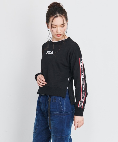 FILA（フィラ）の「FILA/フィラ ロゴテープ ショート丈 トレーナー ビッグシルエット スウェット（スウェット・レディース・ホワイト/ブラック/杢グレー・M/L）」の15枚目の写真