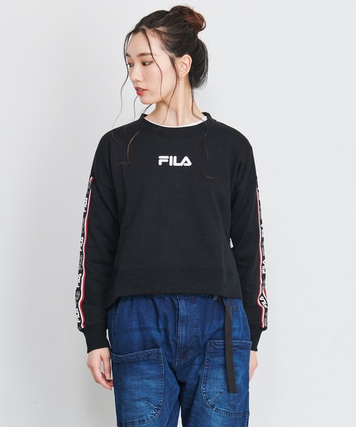 FILA（フィラ）の「FILA/フィラ ロゴテープ ショート丈 トレーナー ビッグシルエット スウェット（スウェット・レディース・ホワイト/ブラック/杢グレー・M/L）」の14枚目の写真