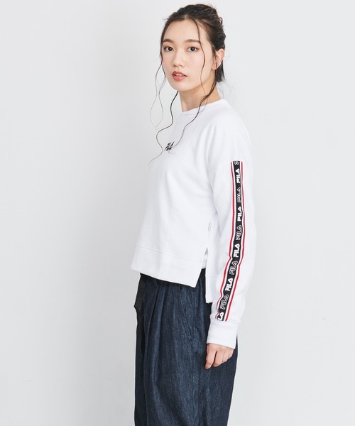 FILA（フィラ）の「FILA/フィラ ロゴテープ ショート丈 トレーナー ビッグシルエット スウェット（スウェット・レディース・ホワイト/ブラック/杢グレー・M/L）」の21枚目の写真