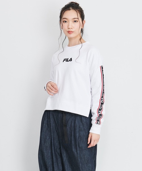 FILA（フィラ）の「FILA/フィラ ロゴテープ ショート丈 トレーナー ビッグシルエット スウェット（スウェット・レディース・ホワイト/ブラック/杢グレー・M/L）」の20枚目の写真