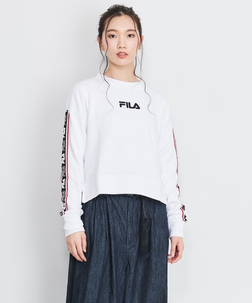 FILA（フィラ）の「FILA/フィラ ロゴテープ ショート丈 トレーナー ビッグシルエット スウェット（スウェット・レディース・ホワイト/ブラック/杢グレー・M/L）」の22枚目の写真
