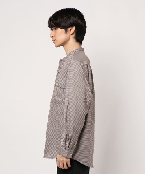 JUNRED（ジュンレッド）の「ハウンドトゥースバンドカラーシャツ（シャツ/ブラウス・メンズ・ダークブラウン/グレー系その他・S/M/L）」の3枚目の写真