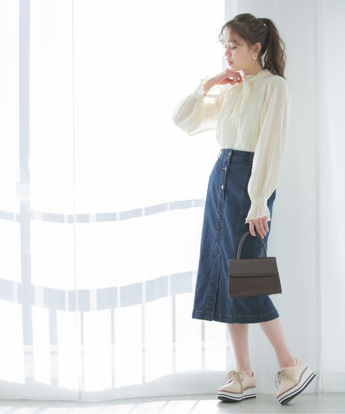 Heather(ヘザー)の「サテンライクハイネックフリルブラウス 874505(シャツ/ブラウス・レディース・ホワイト/アイボリー/ブラック・FREE)」の16枚目の写真