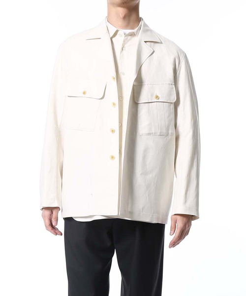 ADAM ET ROPE'（アダムエロペ）の「【AKAI】プレミアムシルクリネン サファリジャケット/ビッグシルエット（ブルゾン・メンズ・ホワイト系その他・LL/M/L）」の4枚目の写真