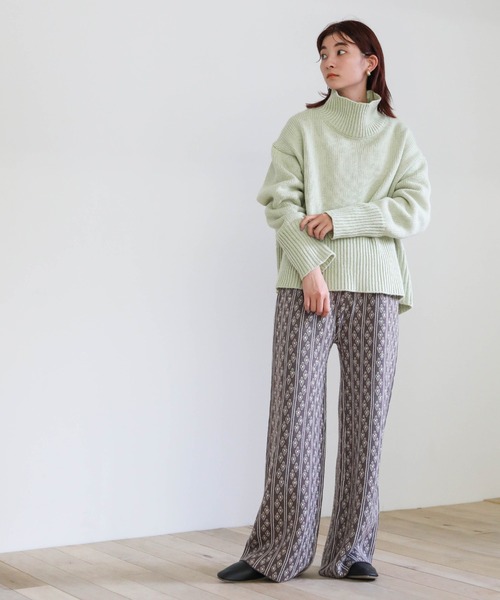 select MOCA(セレクトモカ)の「ハイネックオーバーリブリンキングニット(ニット/セーター・レディース・ベージュ/ブラウン/ミント・FREE)」の11枚目の写真