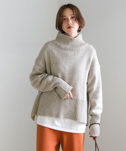 select MOCA(セレクトモカ)の「ハイネックオーバーリブリンキングニット(ニット/セーター・レディース・ベージュ/ブラウン/ミント・FREE)」の19枚目の写真