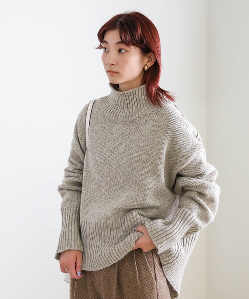select MOCA(セレクトモカ)の「ハイネックオーバーリブリンキングニット(ニット/セーター・レディース・ベージュ/ブラウン/ミント・FREE)」の22枚目の写真