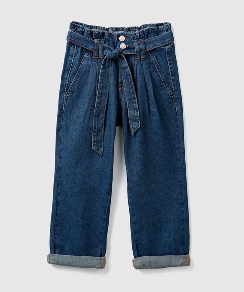 セール キッズリボンベルトウエストゴムデニムパンツ デニムパンツ Benetton United Colors Of Benetton ベネトンユナイテッドカラーズオブベネトン のファッション通販 Zozotown