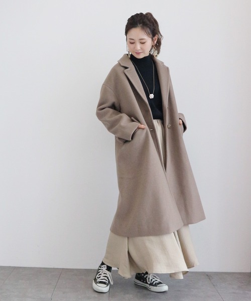 AMERICAN HOLIC（アメリカンホリック）の「モックネックリブニットプルオーバー（ニット/セーター・レディース・ブラック/ブラウン/オフホワイト/サックスブルー/グレー系その他/ライトベージュ/テラコッタ・M/L）」の13枚目の写真