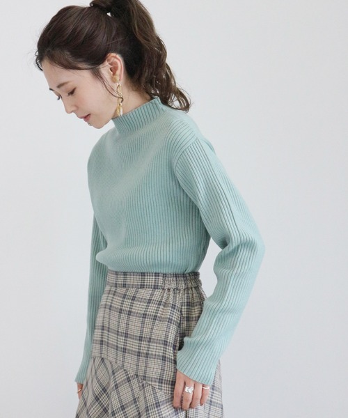 AMERICAN HOLIC（アメリカンホリック）の「モックネックリブニットプルオーバー（ニット/セーター・レディース・ブラック/ブラウン/オフホワイト/サックスブルー/グレー系その他/ライトベージュ/テラコッタ・M/L）」の18枚目の写真