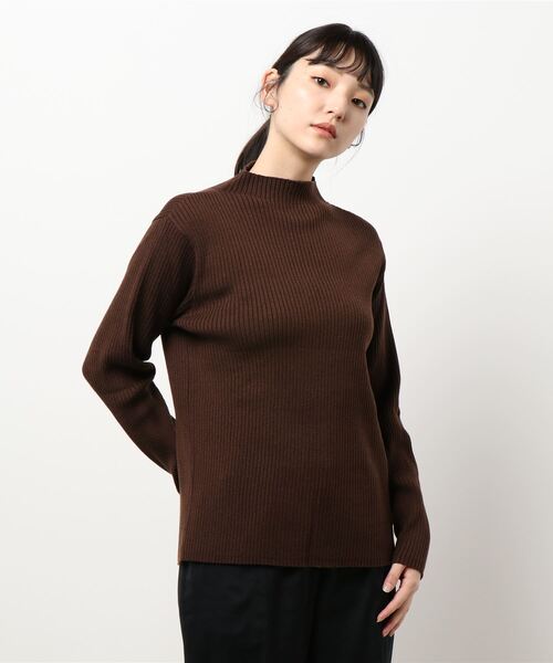 AMERICAN HOLIC（アメリカンホリック）の「モックネックリブニットプルオーバー（ニット/セーター・レディース・ブラック/ブラウン/オフホワイト/サックスブルー/グレー系その他/ライトベージュ/テラコッタ・M/L）」の21枚目の写真