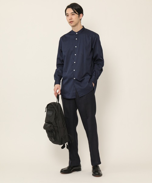 KASHIYAMA（カシヤマ）の「バンドカラーロングスリーブ　サテンストレッチ　ロングテイルシャツ（シャツ/ブラウス・メンズ・ネイビー/ブルー/ホワイト・マルチサイズ）」の15枚目の写真