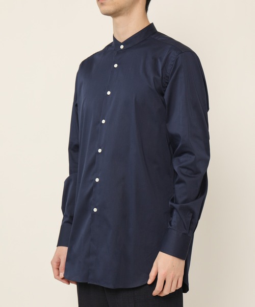 KASHIYAMA（カシヤマ）の「バンドカラーロングスリーブ　サテンストレッチ　ロングテイルシャツ（シャツ/ブラウス・メンズ・ネイビー/ブルー/ホワイト・マルチサイズ）」の17枚目の写真