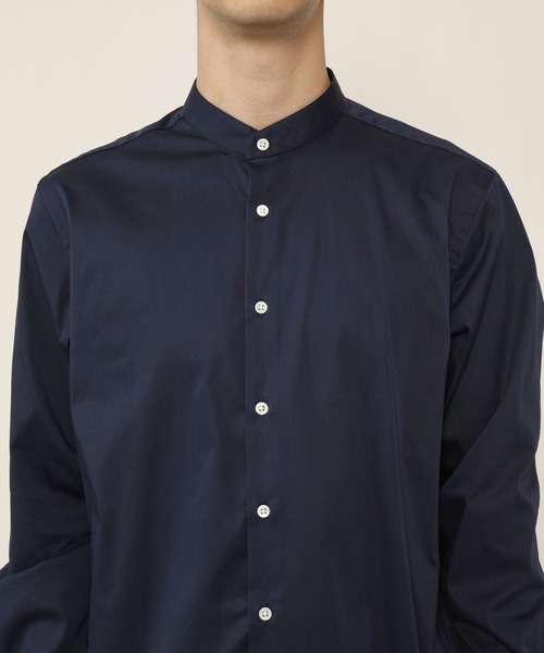 KASHIYAMA（カシヤマ）の「バンドカラーロングスリーブ　サテンストレッチ　ロングテイルシャツ（シャツ/ブラウス・メンズ・ネイビー/ブルー/ホワイト・マルチサイズ）」の21枚目の写真