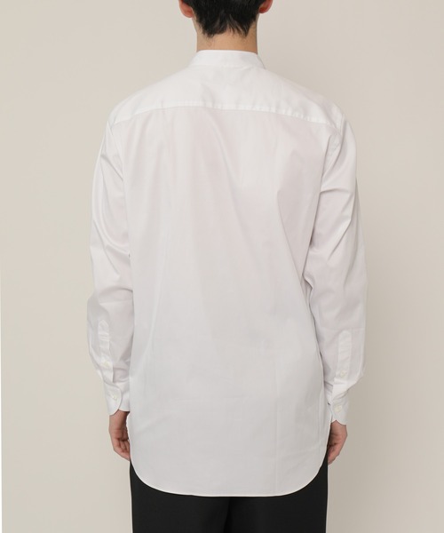 KASHIYAMA（カシヤマ）の「バンドカラーロングスリーブ　サテンストレッチ　ロングテイルシャツ（シャツ/ブラウス・メンズ・ネイビー/ブルー/ホワイト・マルチサイズ）」の8枚目の写真