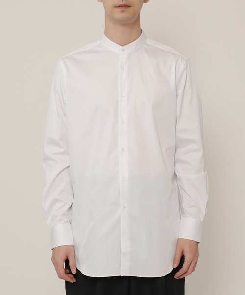 KASHIYAMA（カシヤマ）の「バンドカラーロングスリーブ　サテンストレッチ　ロングテイルシャツ（シャツ/ブラウス・メンズ・ネイビー/ブルー/ホワイト・マルチサイズ）」の5枚目の写真