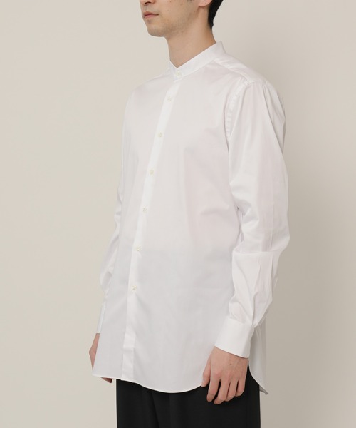 KASHIYAMA（カシヤマ）の「バンドカラーロングスリーブ　サテンストレッチ　ロングテイルシャツ（シャツ/ブラウス・メンズ・ネイビー/ブルー/ホワイト・マルチサイズ）」の6枚目の写真