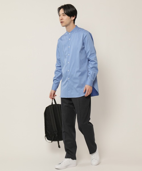 KASHIYAMA（カシヤマ）の「バンドカラーロングスリーブ　サテンストレッチ　ロングテイルシャツ（シャツ/ブラウス・メンズ・ネイビー/ブルー/ホワイト・マルチサイズ）」の10枚目の写真