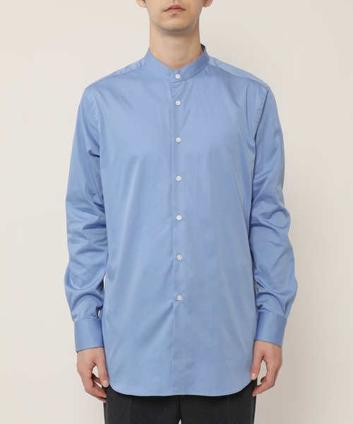 KASHIYAMA（カシヤマ）の「バンドカラーロングスリーブ　サテンストレッチ　ロングテイルシャツ（シャツ/ブラウス・メンズ・ネイビー/ブルー/ホワイト・マルチサイズ）」の11枚目の写真