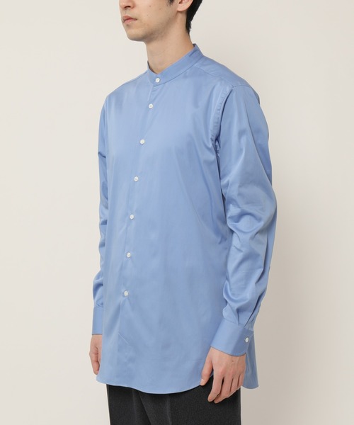 KASHIYAMA（カシヤマ）の「バンドカラーロングスリーブ　サテンストレッチ　ロングテイルシャツ（シャツ/ブラウス・メンズ・ネイビー/ブルー/ホワイト・マルチサイズ）」の12枚目の写真