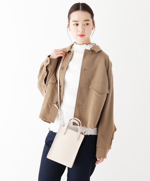 OPAQUE.CLIP（オペークドットクリップ）の「◆フェイクレザー 配色ステッチケータイミニショルダー（ショルダーバッグ・レディース・ライトブルー/ブラック/オフホワイト/キャメル・00）」の2枚目の写真