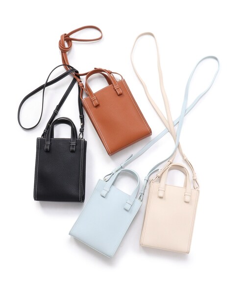 OPAQUE.CLIP（オペークドットクリップ）の「◆フェイクレザー 配色ステッチケータイミニショルダー（ショルダーバッグ・レディース・ライトブルー/ブラック/オフホワイト/キャメル・00）」の19枚目の写真