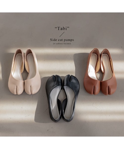 KOBE LETTUCE（コウベレタス）の「足袋サイドカットフラットパンプス（パンプス・レディース・ブラック/キャメル/ホワイト/ベージュ・L/S/LL/M）」の7枚目の写真