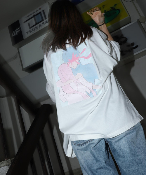 ZIP FIVE(ジップファイブ)の「【ZIP FIVE】【WEB限定】イラストバックプリントビッグシルエットTシャツ(Tシャツ/カットソー・レディース・ホワイト/ブラック/パープル/グレー/ブルー・MEDIUM/LARGE)」の7枚目の写真