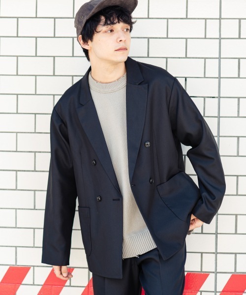 RAGEBLUE（レイジブルー）の「＜セットアップ着用可能＞PEダブルテーラードジャケット/928663（テーラードジャケット・メンズ・ベージュ/オフホワイト/ブラック・MEDIUM/LARGE）」の4枚目の写真