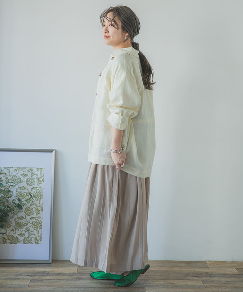 ITEMS URBANRESEARCH(アイテムズ アーバンリサーチ)の「麻シャツジャケット(その他アウター・レディース・ライトカーキ/アイボリー・FREE)」の10枚目の写真