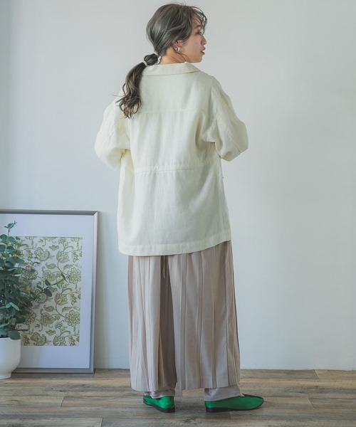 ITEMS URBANRESEARCH(アイテムズ アーバンリサーチ)の「麻シャツジャケット(その他アウター・レディース・ライトカーキ/アイボリー・FREE)」の7枚目の写真