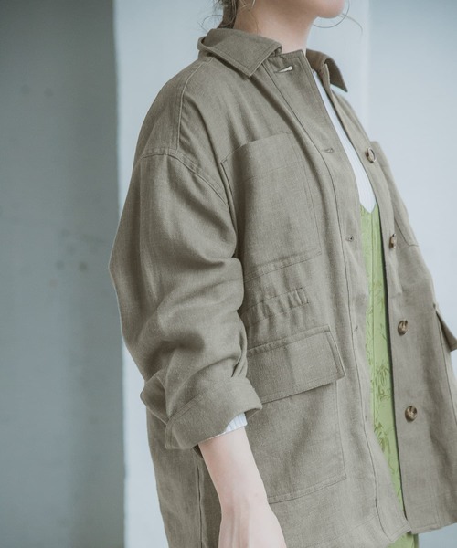 ITEMS URBANRESEARCH(アイテムズ アーバンリサーチ)の「麻シャツジャケット(その他アウター・レディース・ライトカーキ/アイボリー・FREE)」の9枚目の写真