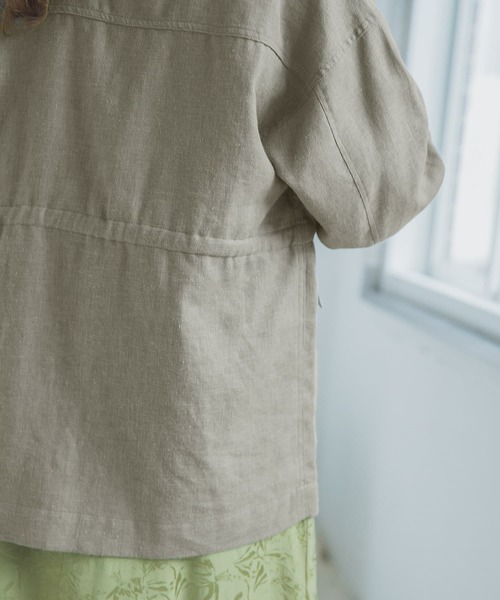 ITEMS URBANRESEARCH(アイテムズ アーバンリサーチ)の「麻シャツジャケット(その他アウター・レディース・ライトカーキ/アイボリー・FREE)」の4枚目の写真