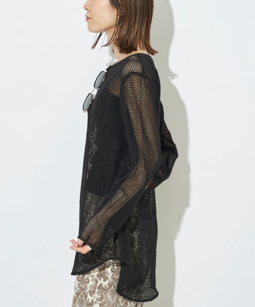 prose verse（プロズヴェール）の「《WEB限定》ラウンドヘムメッシュニット（Tシャツ/カットソー・レディース・アイボリー/ブラック・ﾌﾘ-）」の14枚目の写真